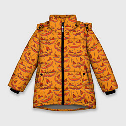 Куртка зимняя для девочки Halloween Pumpkin Pattern, цвет: 3D-светло-серый
