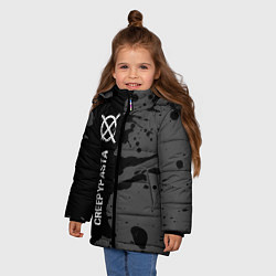 Куртка зимняя для девочки CreepyPasta glitch на темном фоне: по-вертикали, цвет: 3D-черный — фото 2