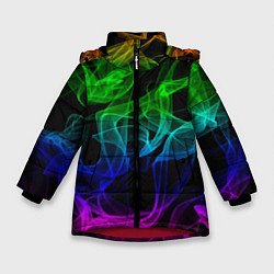 Куртка зимняя для девочки Разноцветный неоновый дым, цвет: 3D-красный