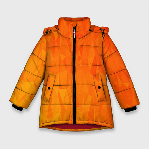 Зимняя куртка для девочки Абстрактно-огненный узор / 3D-Красный – фото 1