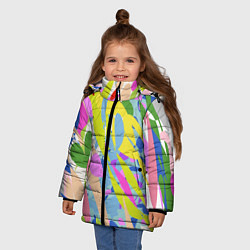 Куртка зимняя для девочки Краски лета абстракция, цвет: 3D-черный — фото 2