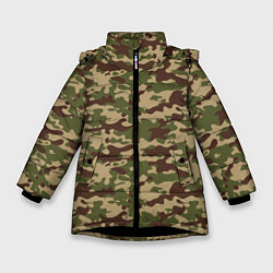 Куртка зимняя для девочки Камуфляж ВСР-98 Флора, цвет: 3D-черный