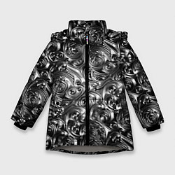 Куртка зимняя для девочки Стальные узоры, цвет: 3D-светло-серый