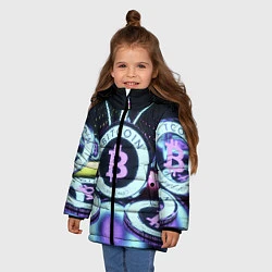 Куртка зимняя для девочки Неоновый светящийся биткоин, цвет: 3D-светло-серый — фото 2