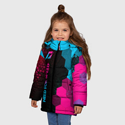 Куртка зимняя для девочки Need for Speed - neon gradient: по-вертикали, цвет: 3D-черный — фото 2