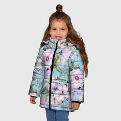 Куртка зимняя для девочки Яблоня в цвету акварель, цвет: 3D-черный — фото 2
