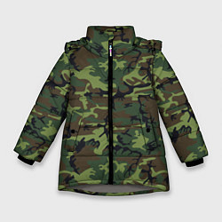 Куртка зимняя для девочки Камуфляж лес - мелкий, цвет: 3D-светло-серый