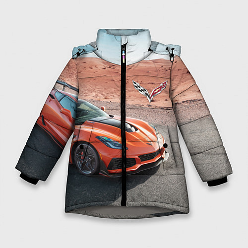 Зимняя куртка для девочки Chevrolet Corvette - Motorsport - Desert / 3D-Светло-серый – фото 1