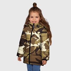 Куртка зимняя для девочки Камуфляж Woodland осень крупный, цвет: 3D-черный — фото 2
