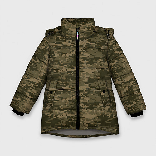 Зимняя куртка для девочки Камуфляж AOR-1 мелкий / 3D-Светло-серый – фото 1