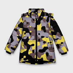 Куртка зимняя для девочки Камуфляж Yellow Stinger, цвет: 3D-черный
