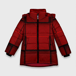 Куртка зимняя для девочки Абстрактная красные кубики-стена, цвет: 3D-красный
