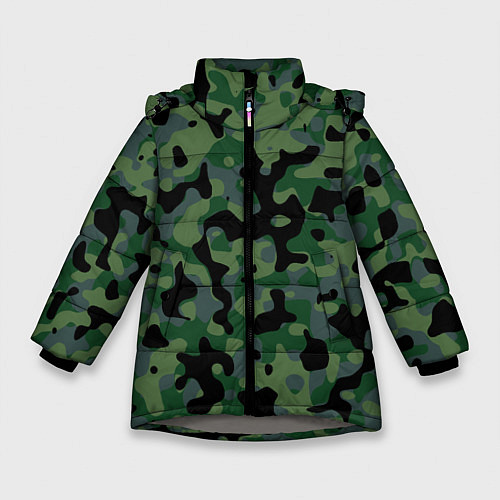 Зимняя куртка для девочки Камуфляж WW2 Tropics Verdant / 3D-Светло-серый – фото 1
