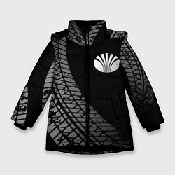 Куртка зимняя для девочки Daewoo tire tracks, цвет: 3D-черный