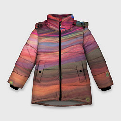 Куртка зимняя для девочки Розово-оранжевый абстрактный песок, цвет: 3D-светло-серый