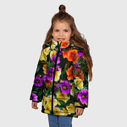 Куртка зимняя для девочки Разноцветная петуния, цвет: 3D-черный — фото 2