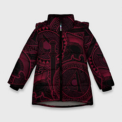 Куртка зимняя для девочки Спарта - с мечем и щитом, цвет: 3D-светло-серый