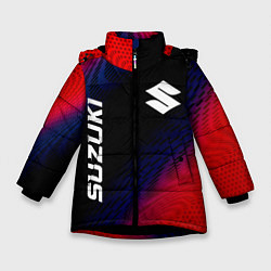 Куртка зимняя для девочки Suzuki красный карбон, цвет: 3D-черный