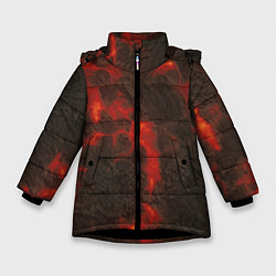 Куртка зимняя для девочки Лава - текстура, цвет: 3D-черный