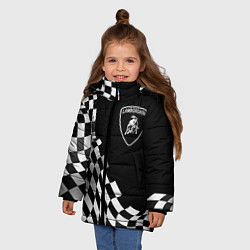 Куртка зимняя для девочки Lamborghini racing flag, цвет: 3D-черный — фото 2