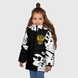 Куртка зимняя для девочки Барабанщик из России и герб РФ: надпись, символ, цвет: 3D-черный — фото 2