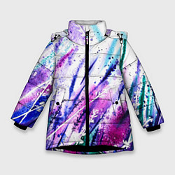 Куртка зимняя для девочки Лавандовое поле, цвет: 3D-черный