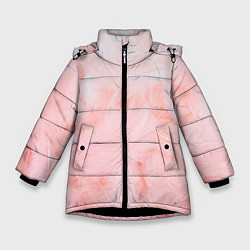 Куртка зимняя для девочки Aesthetic visual art pink feathers, цвет: 3D-черный