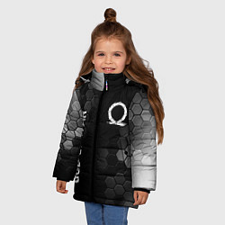 Куртка зимняя для девочки God of War glitch на темном фоне: надпись, символ, цвет: 3D-черный — фото 2