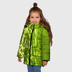 Куртка зимняя для девочки Зеленый абстрактный камуфляж, цвет: 3D-светло-серый — фото 2