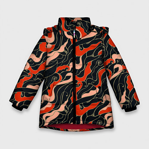 Зимняя куртка для девочки Japanese pattern / 3D-Красный – фото 1