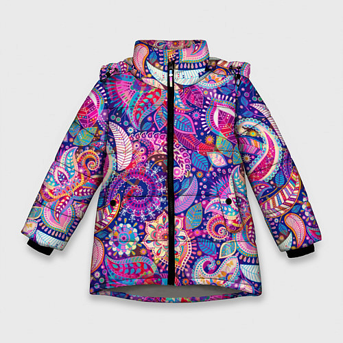 Зимняя куртка для девочки Multi-colored colorful patterns / 3D-Светло-серый – фото 1