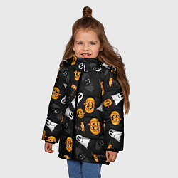 Куртка зимняя для девочки Тыквы и привидения, цвет: 3D-черный — фото 2