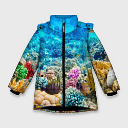 Куртка зимняя для девочки Дно морское, цвет: 3D-черный