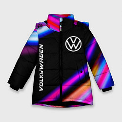 Куртка зимняя для девочки Volkswagen speed lights, цвет: 3D-черный