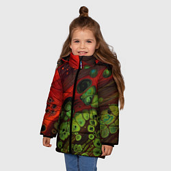 Куртка зимняя для девочки Абстрактные красный песок и зелёные камни, цвет: 3D-черный — фото 2