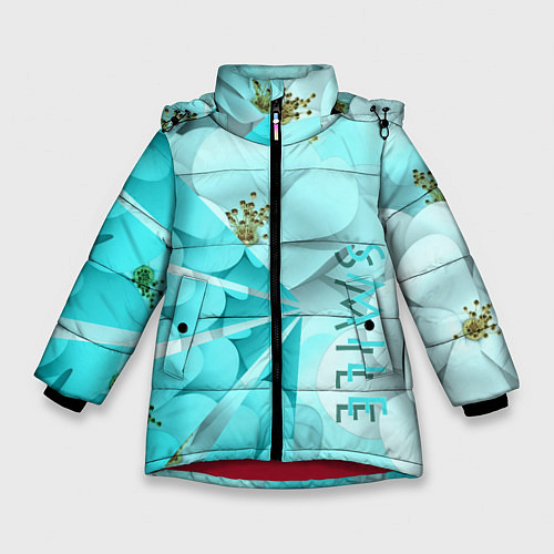 Зимняя куртка для девочки Нежный цветочный smile / 3D-Красный – фото 1