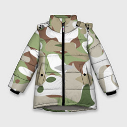 Куртка зимняя для девочки Камуфляж зимний лес крупный, цвет: 3D-светло-серый