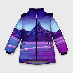 Куртка зимняя для девочки Neon mountains - Vaporwave, цвет: 3D-светло-серый