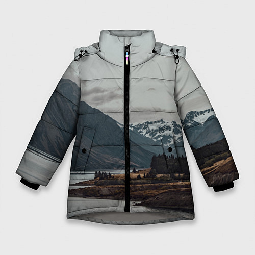 Зимняя куртка для девочки Островoк на озере / 3D-Светло-серый – фото 1