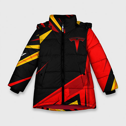 Зимняя куртка для девочки Тесла - Оранжевая спортивная / 3D-Красный – фото 1