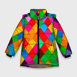 Куртка зимняя для девочки Цветные лоскуты - пэчворк, цвет: 3D-светло-серый