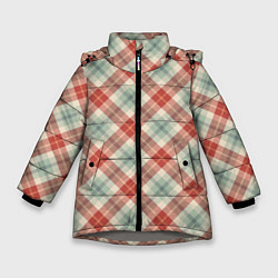 Куртка зимняя для девочки Салатовый узор в клетку, цвет: 3D-светло-серый