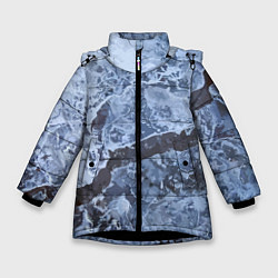Куртка зимняя для девочки Лёд - зимняя текстура, цвет: 3D-черный