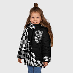 Куртка зимняя для девочки Porsche racing flag, цвет: 3D-черный — фото 2