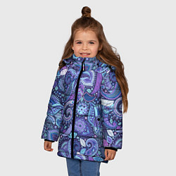 Куртка зимняя для девочки Индийский орнамент - Пейсли, цвет: 3D-светло-серый — фото 2