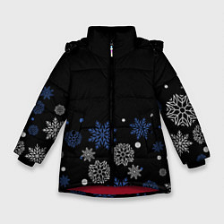 Куртка зимняя для девочки Снежинки - Новогодние, цвет: 3D-красный