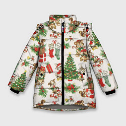 Куртка зимняя для девочки Christmas Рождество, цвет: 3D-светло-серый