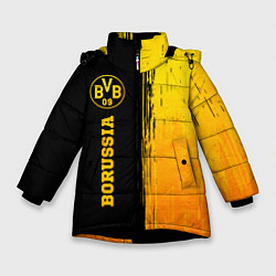 Куртка зимняя для девочки Borussia - gold gradient: по-вертикали, цвет: 3D-черный