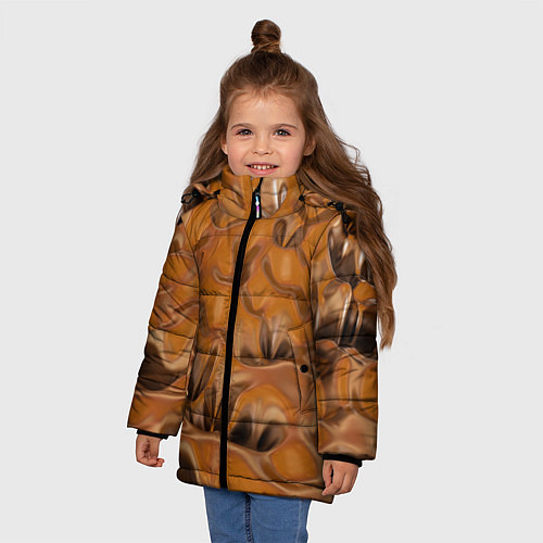 Зимняя куртка для девочки Шоколадная лава / 3D-Светло-серый – фото 3