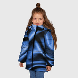 Куртка зимняя для девочки Складки гладкой синей ткани, цвет: 3D-светло-серый — фото 2
